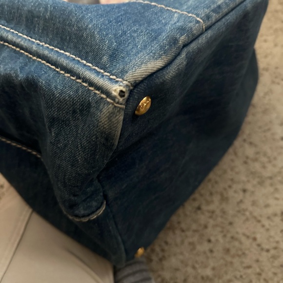 PRADA Large Denim Canapa Logo Tote-194 - Picture 11 of 16